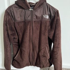 Worn- The North Face Femme Women's Fuzzy Jacket, Brown, Size Large